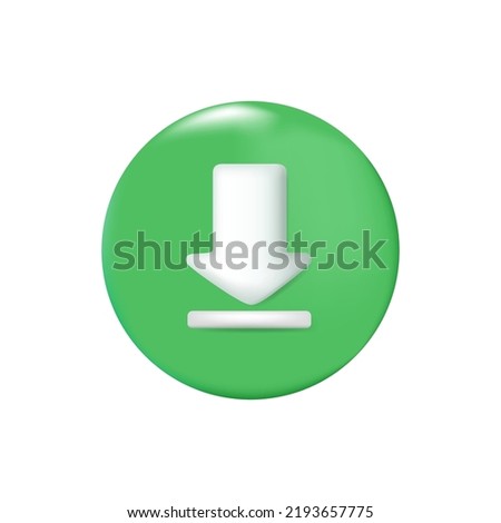 3d download icon render vector. Download data from website. 3d download file, transfer file to your. Load internet data symbol. 3D glyph icon vector render illustration. Download vector icon