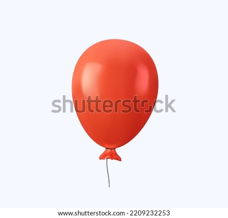 3D render realistic Balloon in cartoon style. Red balloon for birthday and party. Flying ballon with rope. Red air ball isolated on white. 3D render realistic icon celebrate icon free to edit Imagine de stoc © 