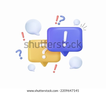 3d QA Speech bubble with question and exclamation mark icon. Talk message box with question sign. FAQ symbol concept. Contact us. 3d vector render free to edit. Vector illustration. Ask a question