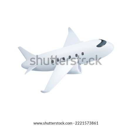 Plane icon vector, 3D illustration, pictogram isolated on white. 3D cartoon plane travel concept. 3D airplane illustration, view of a flying aircraft vector