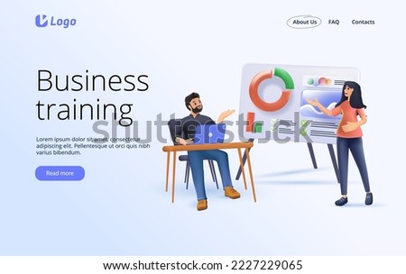 3D Business training or courses concept. Can use for web banner, infographics, hero images. 3D render cartoon vector illustration isolated on background