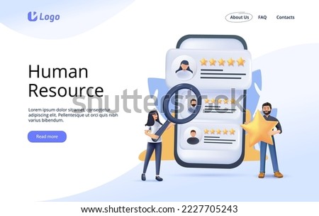 3D render HR and headhunter service abstract concept 3D vector illustration. Human resources, candidates, performance management, find employee, job applicant, HR management software abstract metaphor