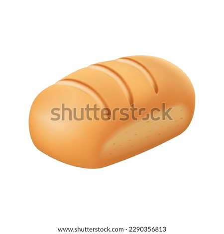 3d bread icon render isolated on white background. suitable for ui ux design. Bread or loaf. 3d vector icon. Cartoon minimal style. Food illustration