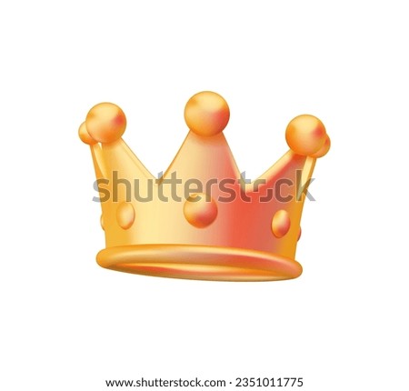 3D Crown Icon in trendy cartoon style isolated on white background. 3D Crown symbol for your web site design, logo, app, UI. Vector illustration, EPS10.