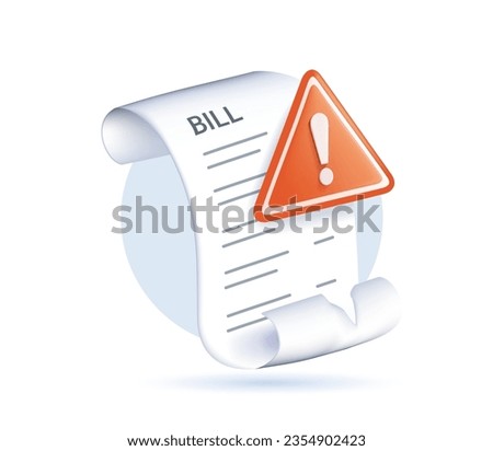 3D vector payment not accepted. Bill for payment transaction rejected icon. 3D Fraud payment rejected notice, tax debt pay declined caution notification. Cancellation purchase 3D render vector