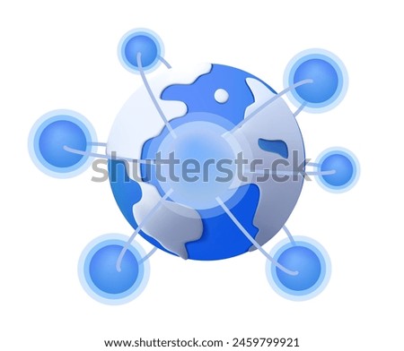 Network related 3D illustration, internet. Icon website. Vector illustration. Global business structure of networking. Modern city with wireless network connection. Technology concept