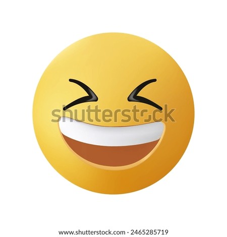 Laughing face emoji, 3d style emoticon. Laughing emoji vector cartoon illustration isolated on white background. Funny emoticon face with happy expression