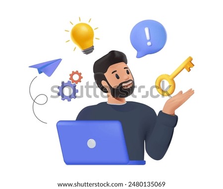 Consulting, key account manager, business plan, 3D design concept. Vector illustration for website banner, marketing material, business presentation, online advertising. Support online