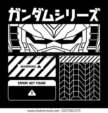 gundam illustration vector sticker design apparel with japanese text gundam-series
