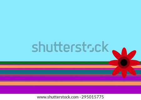 Simple background with stripes and a red flower.