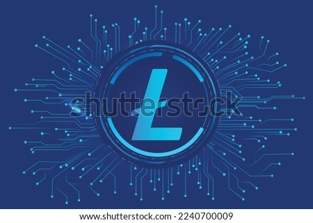 Litecoin LTC cryptocurrency  isolated on blue  background vector illustration