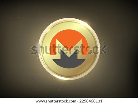 Monero (XMR)  Crypto logo banner . Monero (XMR)  cryptocurrency golden coin symbol  isolated on golden background 