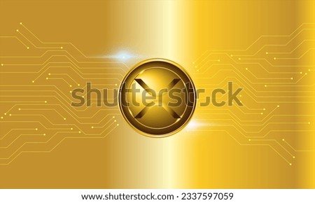 XRP Coin Technology  logo with circuit lines vector background design. XRP Coin  technology Token  currency vector illustration blockchain technology concept