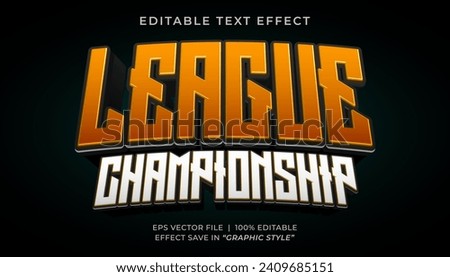 League Championship 3D editable text effect template