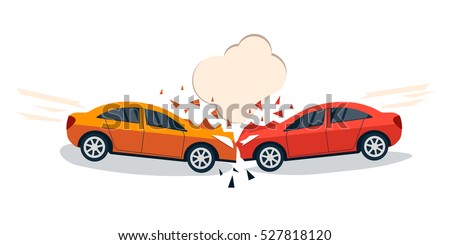 Car Accident Comic Style Vector Illustration. Two Cars Hit Head-On. Car ...