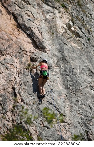Climbing woman