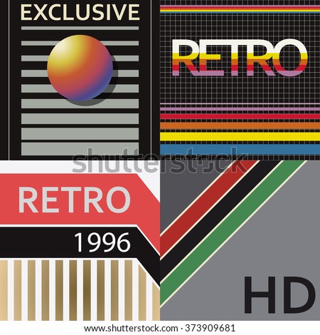 Set of vhs design covers. Retro style. Vector EPS10.