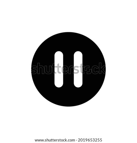 Pause glyph icon. Simple solid design style. Button, sign, round, symbol, play, speaker, video concept. Vector illustration isolated on white background. Eps10
