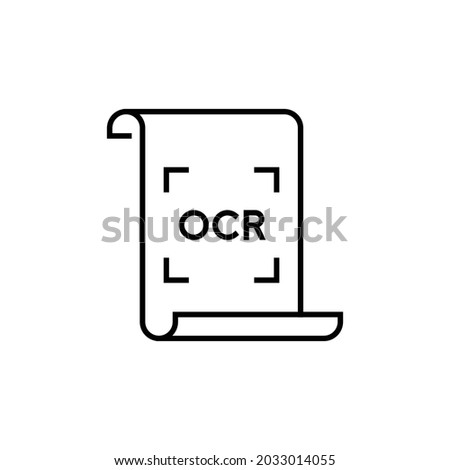 Optical character recognition icon. Simple outline style. OCR, text, image, type, machine, encoded, digital, document scan symbol concept. Vector illustration isolated on white background. EPS 10