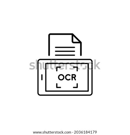 Optical character recognition icon. Simple outline style. OCR, text, image, type, machine, encoded, digital, document scan symbol concept. Vector illustration isolated on white background. EPS 10 Stock foto © 