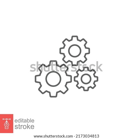 Gear line icon. Simple outline style. Two, three, technology, service, wheel concept. Vector illustration isolated on white background. Editable stroke. EPS 10