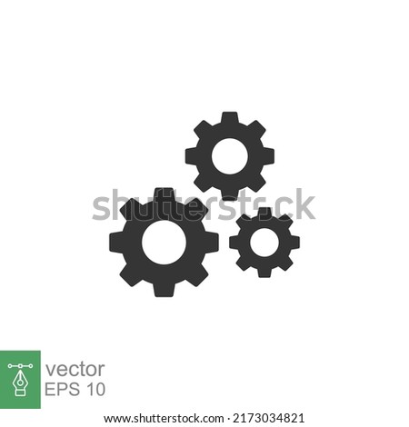 Gear glyph icon. Simple solid style. Two, three, technology, service, wheel concept. Vector illustration isolated on white background. EPS 10