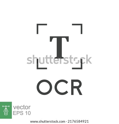 Optical character recognition icon. Simple outline style. OCR, text, image, type, machine, encoded, digital, document scan symbol concept. Vector illustration isolated on white background. EPS 10