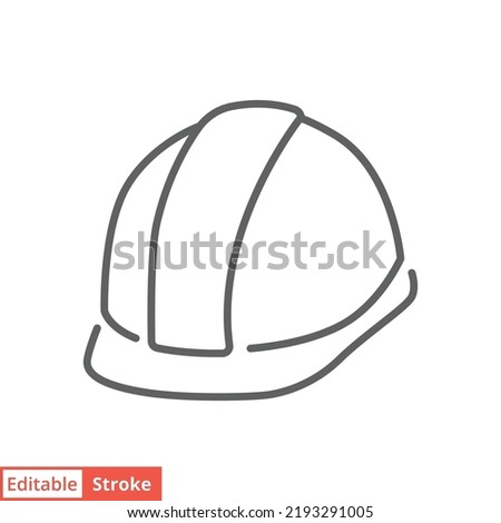 Construction safety helmet icon. Simple outline style. Hard hat, worker cap, protect and safe concept. Thin line vector illustration design isolated on white background. Editable stroke EPS 10.