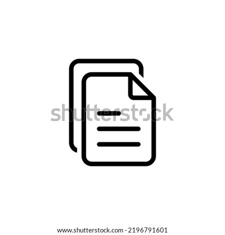 File document icon. Simple outline style. Two stacked pages, paper, business concept. Thin line vector illustration isolated on white background. EPS 10.