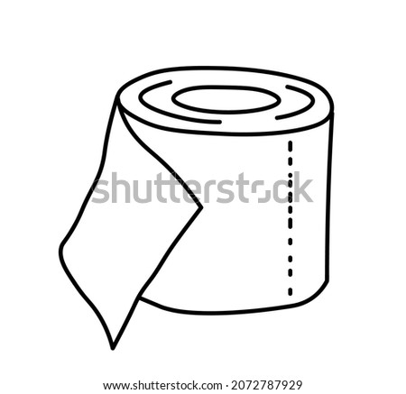 Vector illustration. Simple doodle of toilet paper. Black outline on a white background. Tear-off pieces of paper. Toilet room item, symbol.