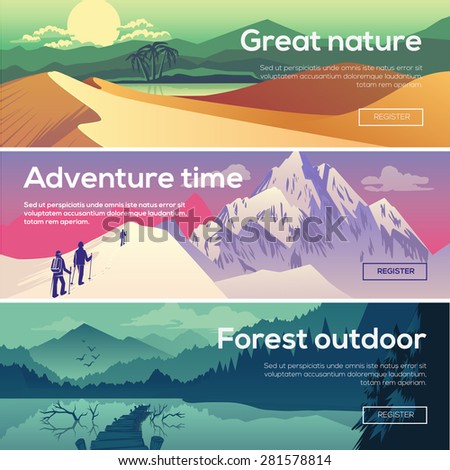 Design illustration for web design development, landscape graphics.