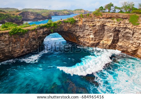 Similar – Image, Stock Photo Man standing on seaside and contemplating moment