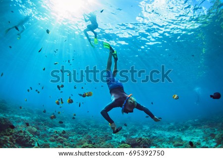 Similar – Image, Stock Photo Man swimming under water in sea