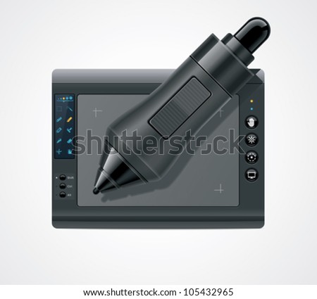 Vector designers graphic tablet and pen icon