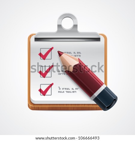 Vector organizer with pencil and check marks icon