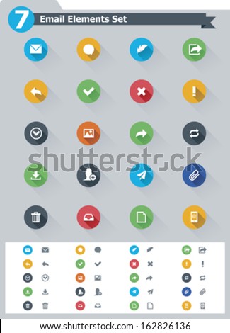 Vector flat email and messaging icon set
