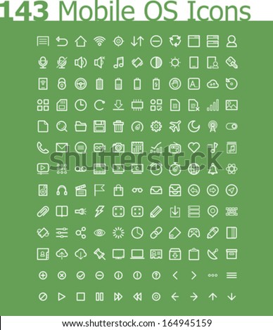 Vector operating system interface and applications icon set