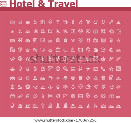 Vector hotel and travel icon set