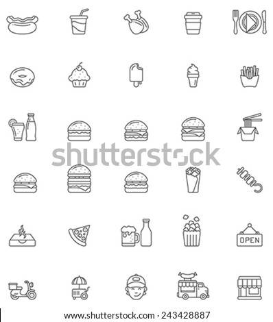 Vector fast food icon set