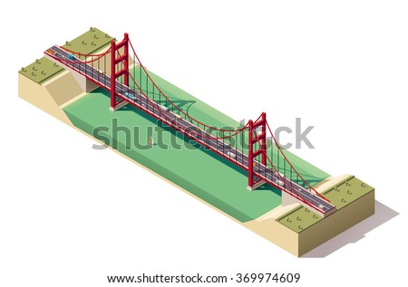 Image, Stock Photo Truck on suspension bridge over river