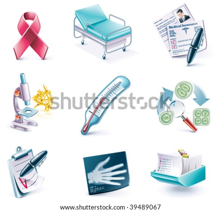 Vector cartoon style icon set. Part 27. Medicine