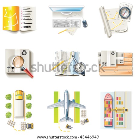 Vector freight transportation and logistic service icon set. Part 1