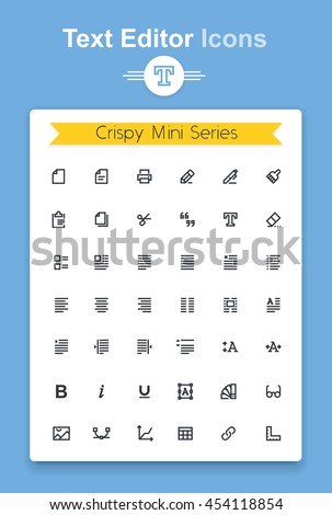 Vector line text document editing application tiny icon set. Minimalistic crisp contour icons for the best recognition in small size use