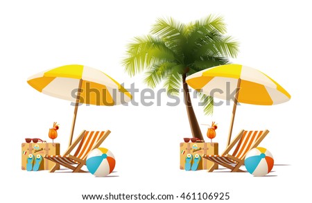 Vector travel and summer beach vacation relax icon