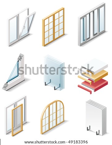 Vector building products icons. Part 4. Windows