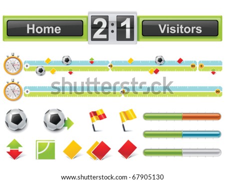 Vector soccer match timeline with scoreboard