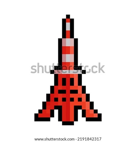 Tokyo tower pixel art with 32 bit