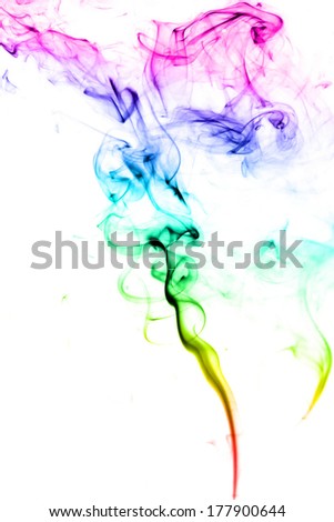 Abstract  rainbow color smoke on white