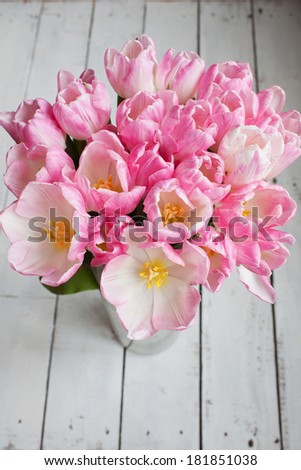 bunch of beautiful easter tulips