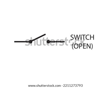 Electronic circuit switch(open) symbols. Illustration of basic circuit symbols. Electrical symbols, study content of physics students. Vector illustration.
